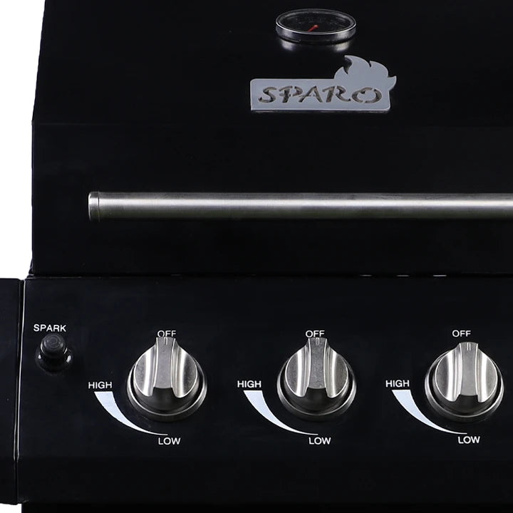 Sparo - 3-burner gas grill with thermometer and auto-ignition